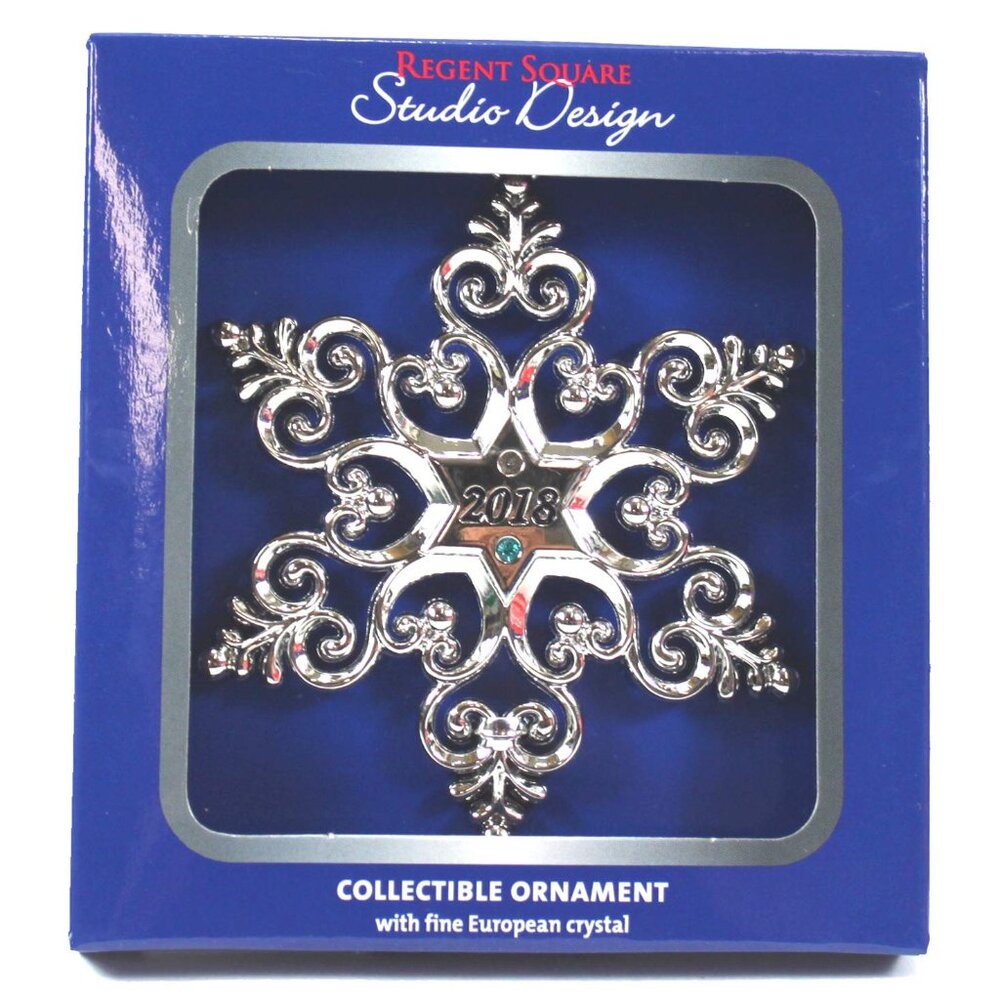 New! Snowflake Metal & Crystal Christmas Ornament 2018